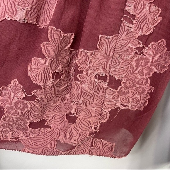 ARITZIA Wilfred Lourdes Mauve Pink Boho Victorian Floral Appliqué Swing Blouse - Picture 8 of 16